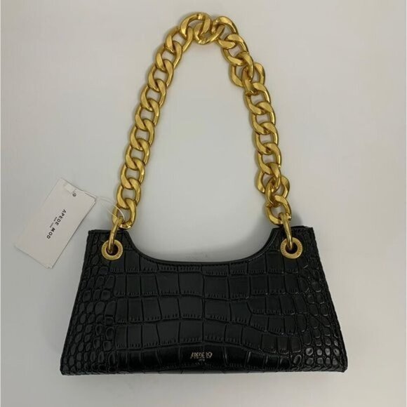 croc embossed faux leather Shoulder Bag for Women PU chunky chain adjustable nwt - Picture 7 of 11